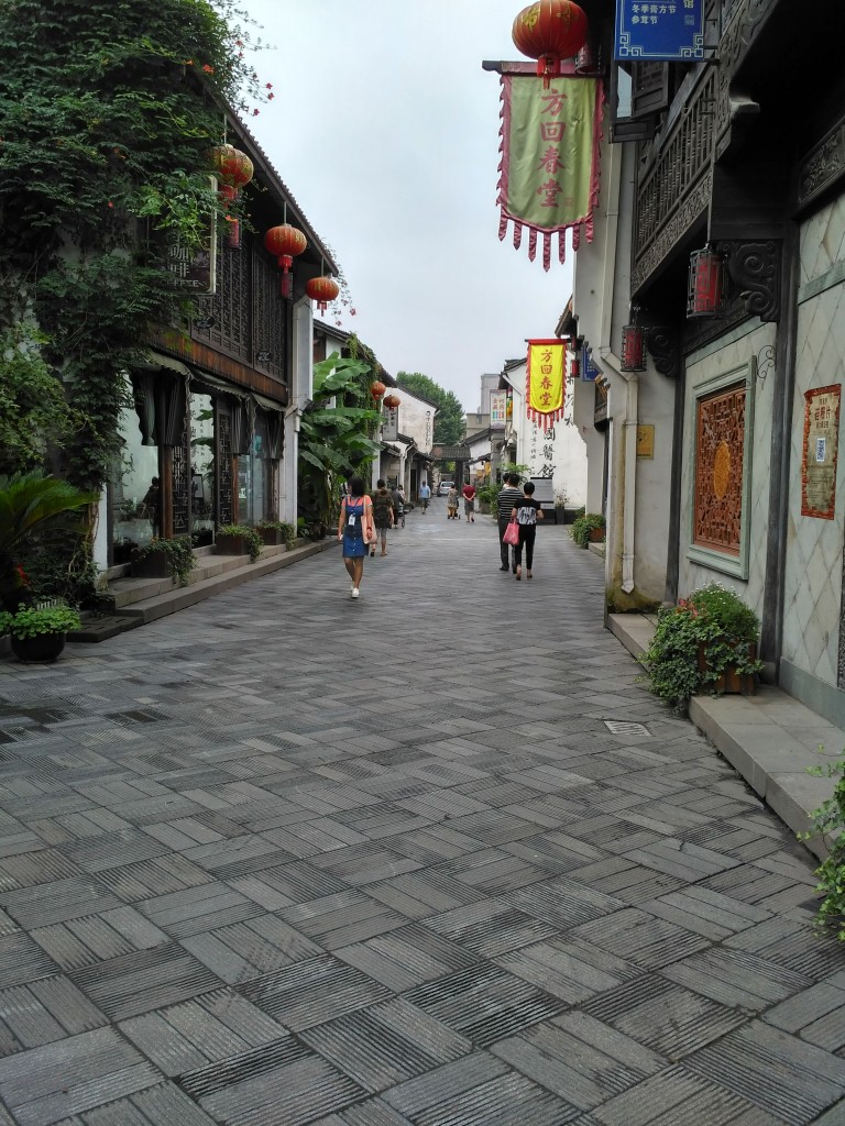 Village-style street beside the canal.