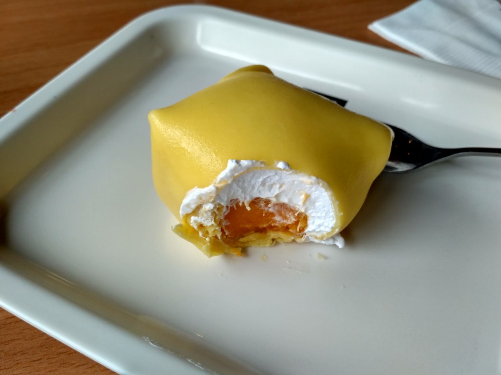 Wrapped mango and whipped cream.  yumm