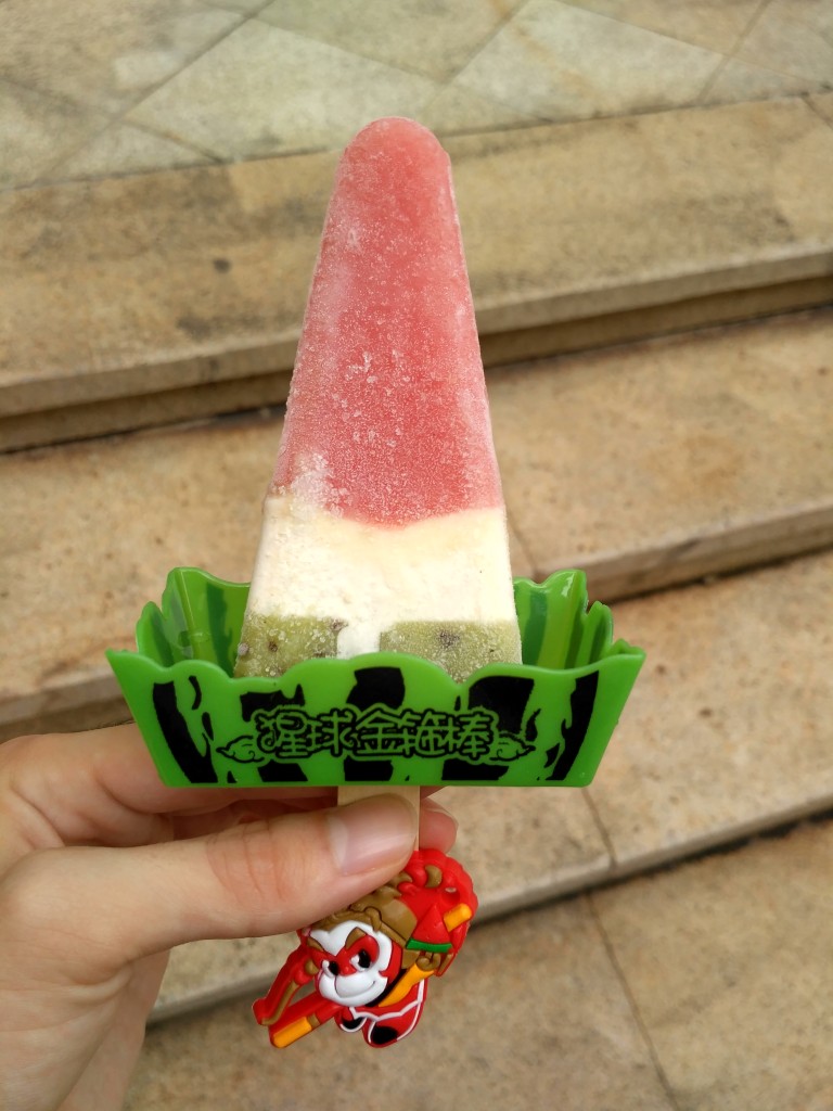 My tri-flavored watermelon popsicle I bought before leaving for class.  A good way to start the morning!