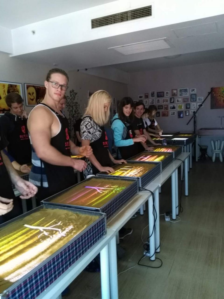 In the sand painting studio with the other Beijing Au Pairs.