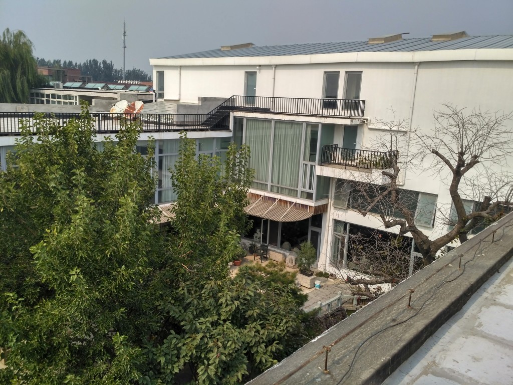 Work space, gallery, and mansion.  This is a view of the building and courtyard as seen from the rooftop.