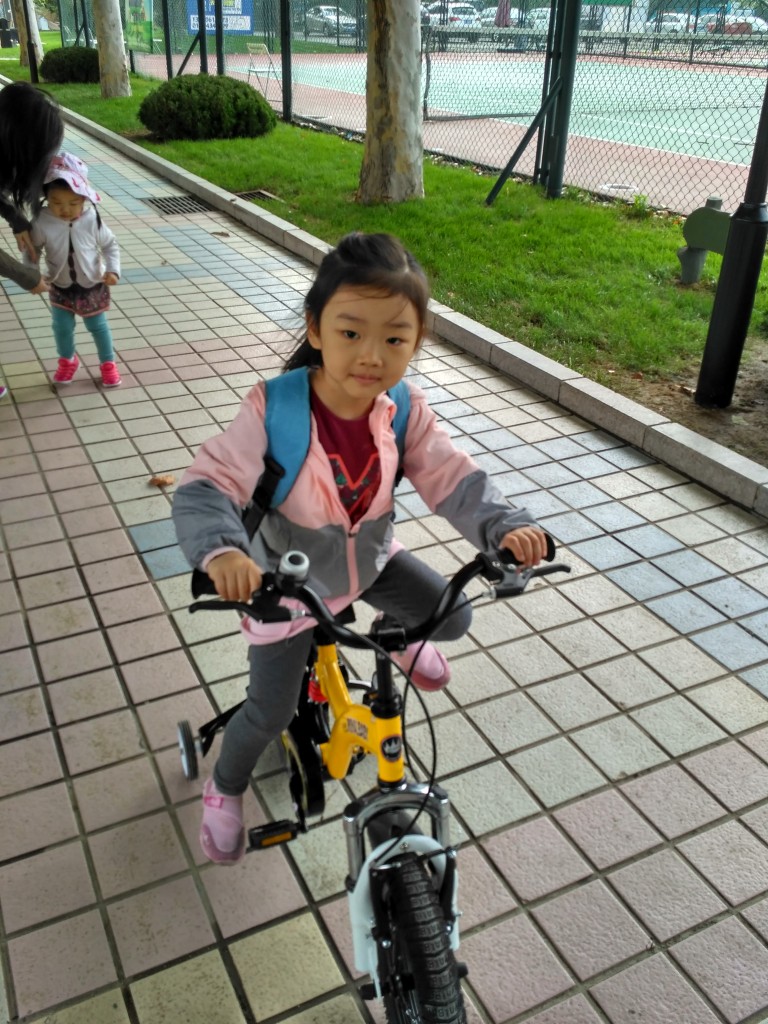 Testing the new bicycle in the park