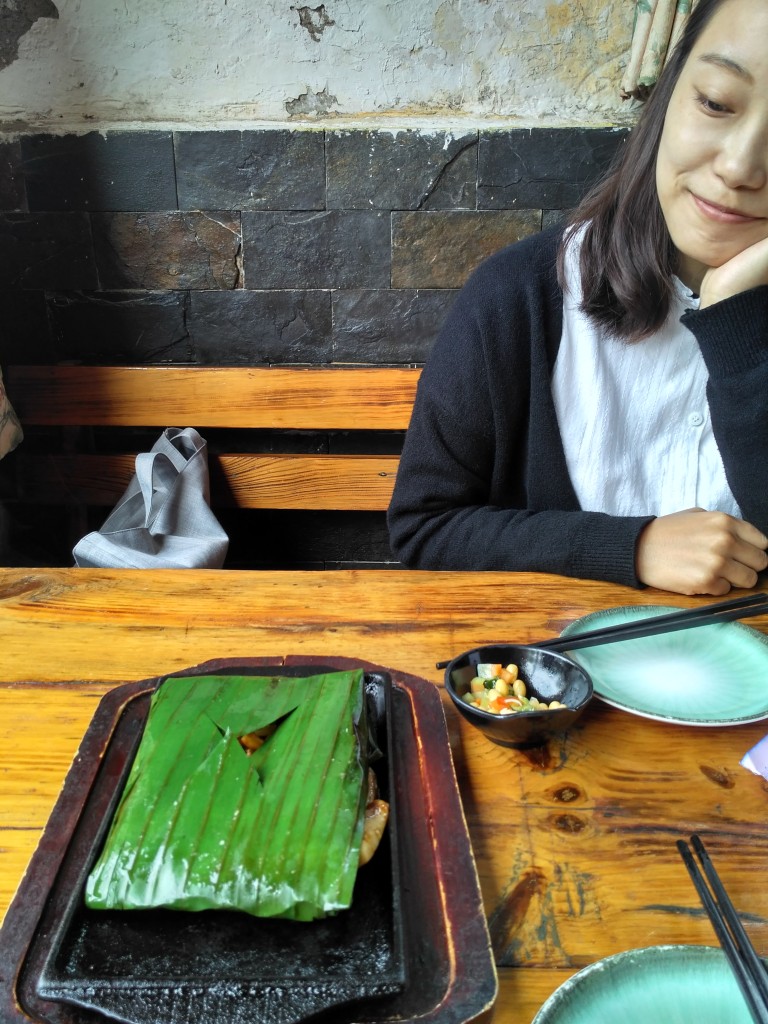 Vegetables wrapped in banana leaves