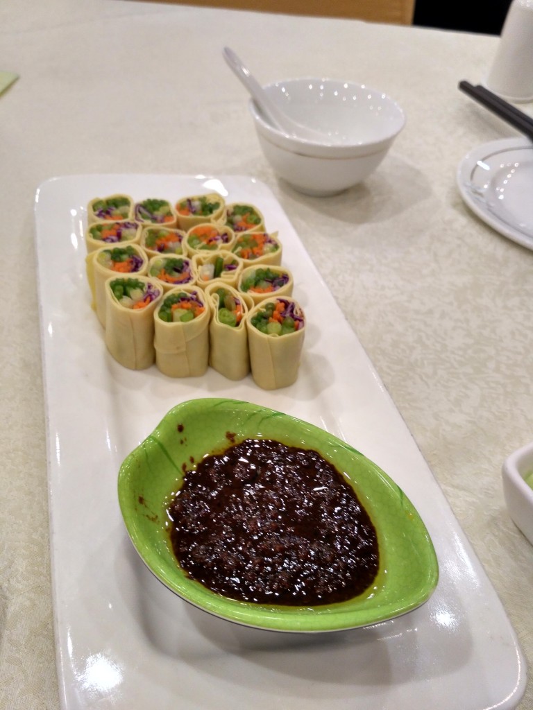 We also ordered these cold vegetable rolls and a seafood soup. 