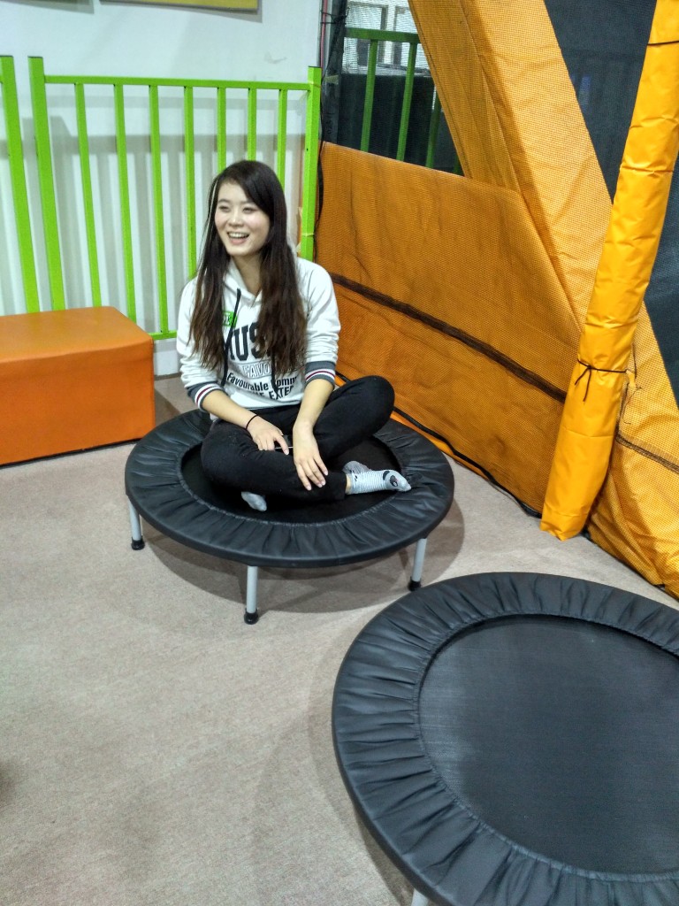 Yue and I couldn't figure out what these baby trampolines for doing there. How could you ever go back to using those now???